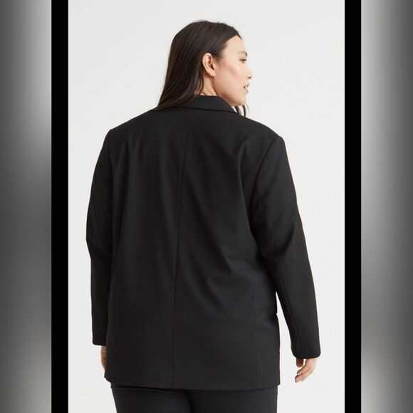 NEW H&M Oversized Blazer Jacket Black Womens Plus Size XXL Office Workwear - Picture 5 of 16